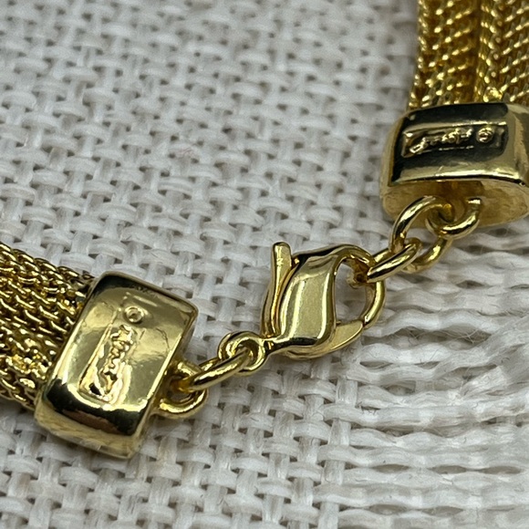 Vintage Rare 1980s Monet Gold-Tone Double Strand Mesh Bracelet - Picture 6 of 14